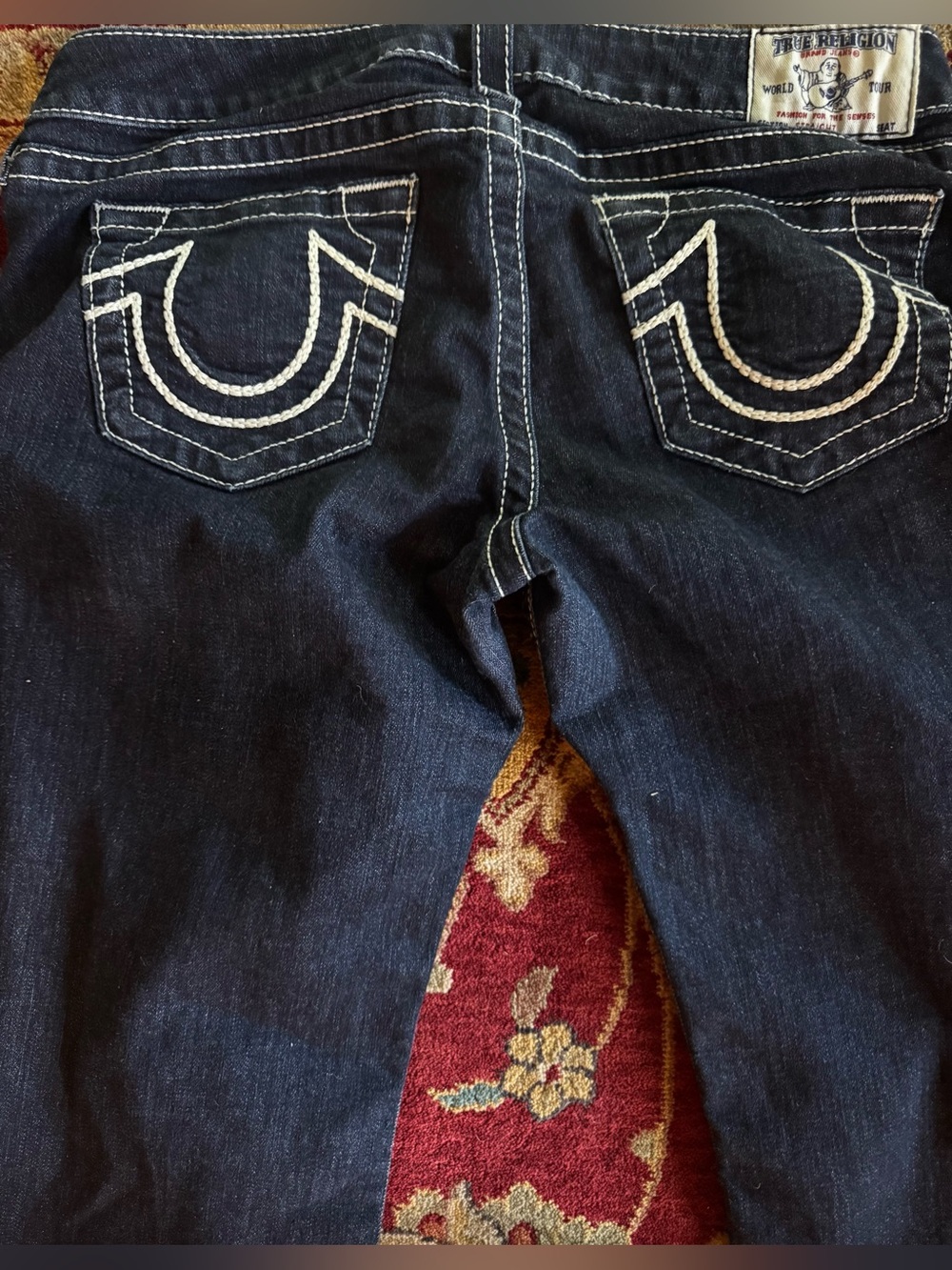 True Religion Skinny Jeans in Dark Blue with White Stitching